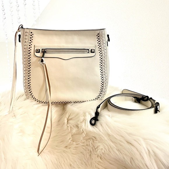 Rebecca Minkoff Handbags - EUC White Rebecca Minkoff Studded Braided Leather Crossbody Bag